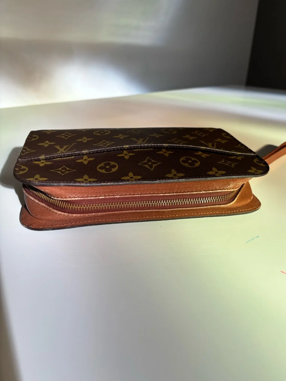 Louis Vuitton Monogram Wristlet Pouch Zip Clutch Cosmetic Bag Authentic - Picture 9 of 11
